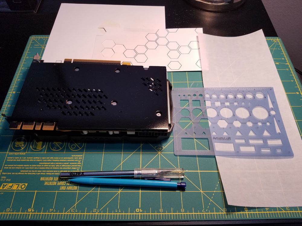 More stencil cutting for the back plate design.