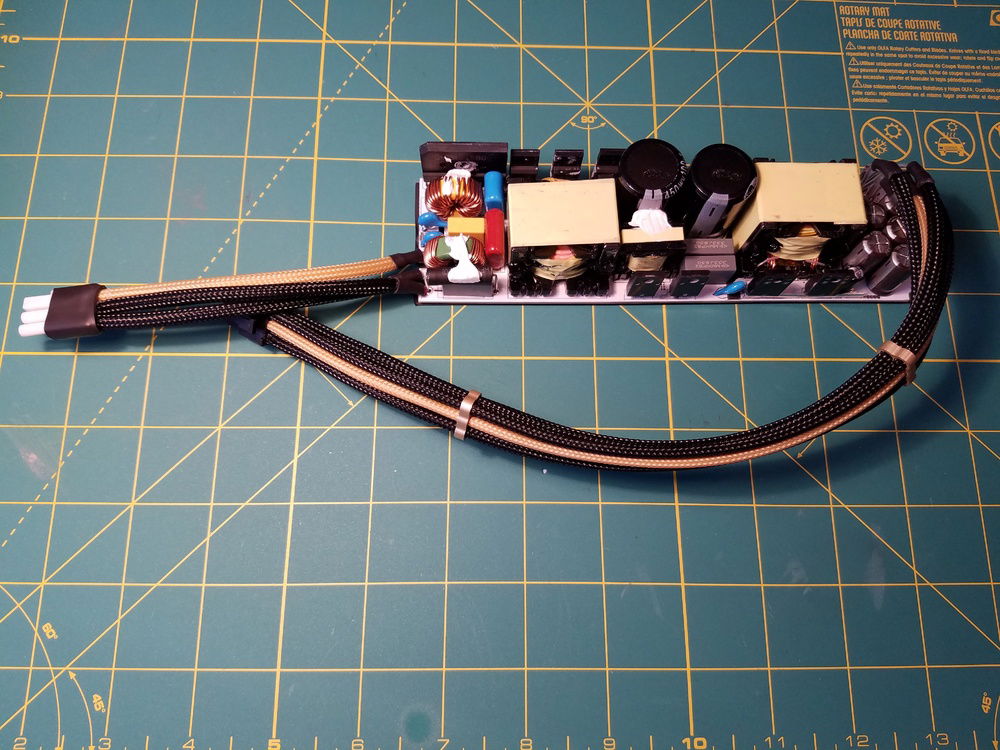 Cables sleeved to match overall color scheme of the build.