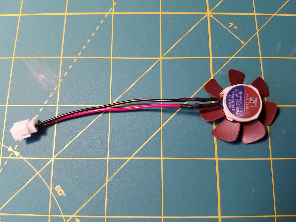 The stock HDPLex 14mm fan was too loud so I opted for a quieter Noctua 14mm fan and removed the fan frame. The fan frame will cause clearance issues later.