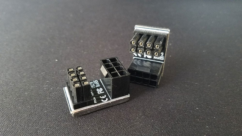 180 degree GPU PCI-E power cable adapters.