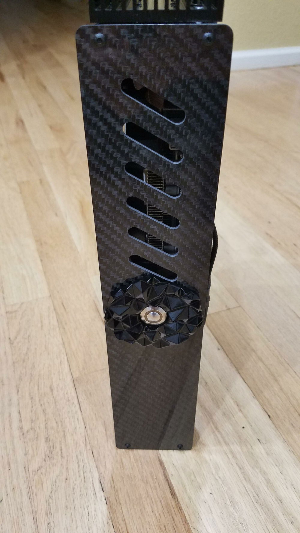 Power button shroud installed with the custom bezel.