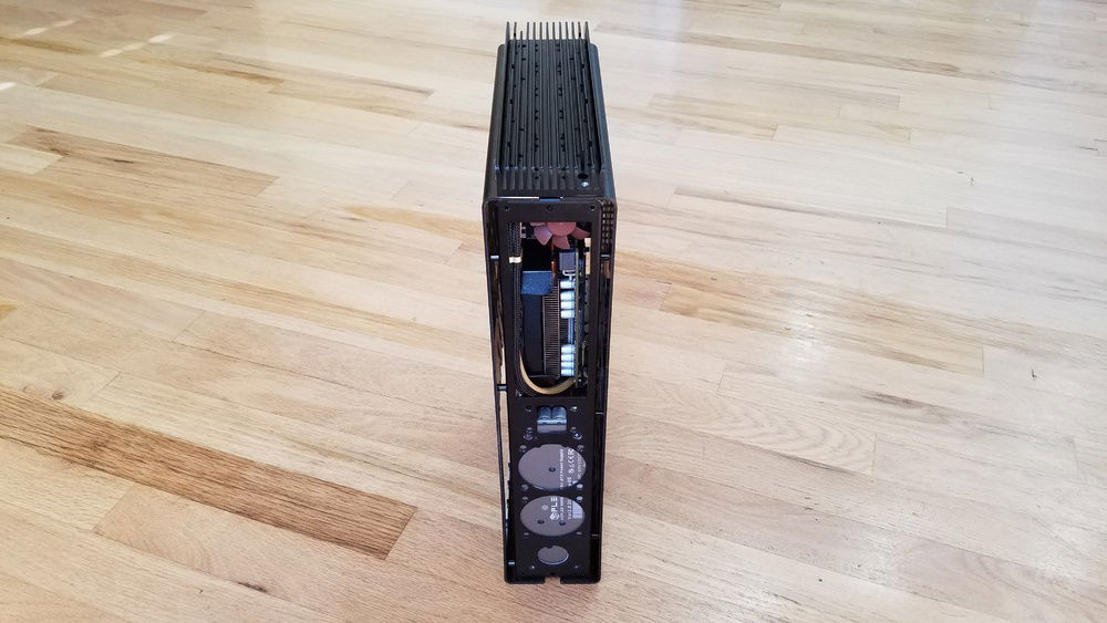 The HDPlex 400W AC/DC unit mounted to the bottom front of the case.