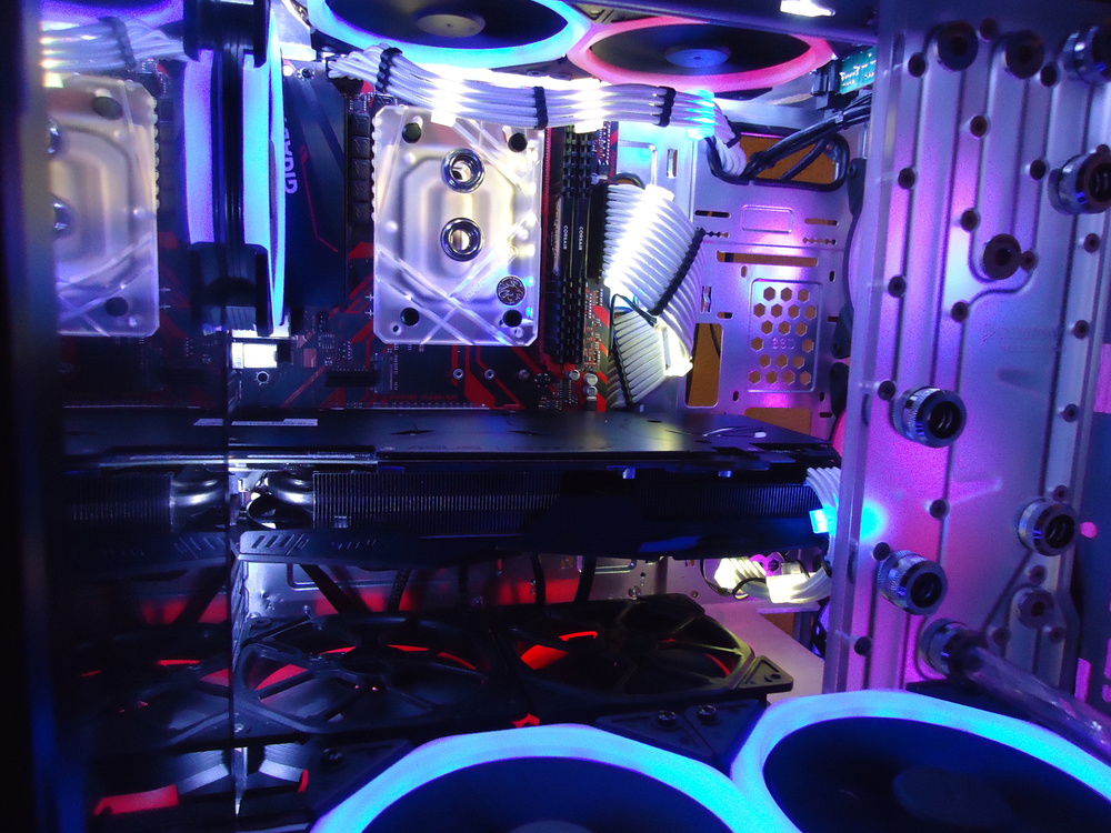 Here I was making sure all the RGB LED strips and fans were working