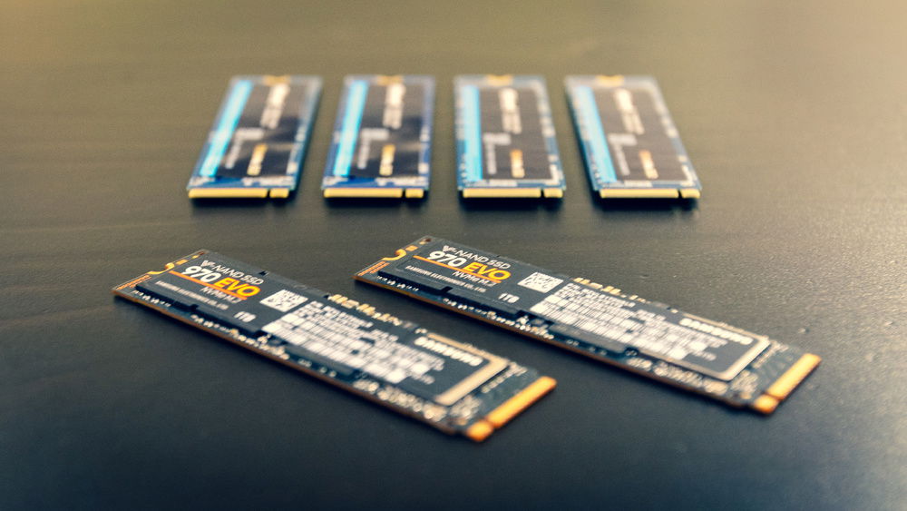 2 x 970 EVO 1 TB, 4 x Inland Premium 1 TB