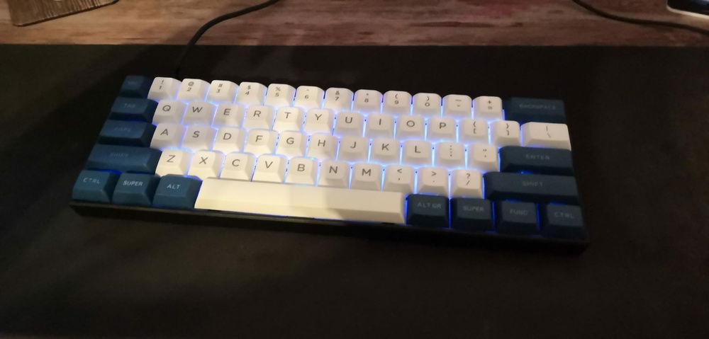 the Anne Pro with Gateron milky Blacks lubed with Tribosys 3203 and DSA PBT laser-etched keycaps