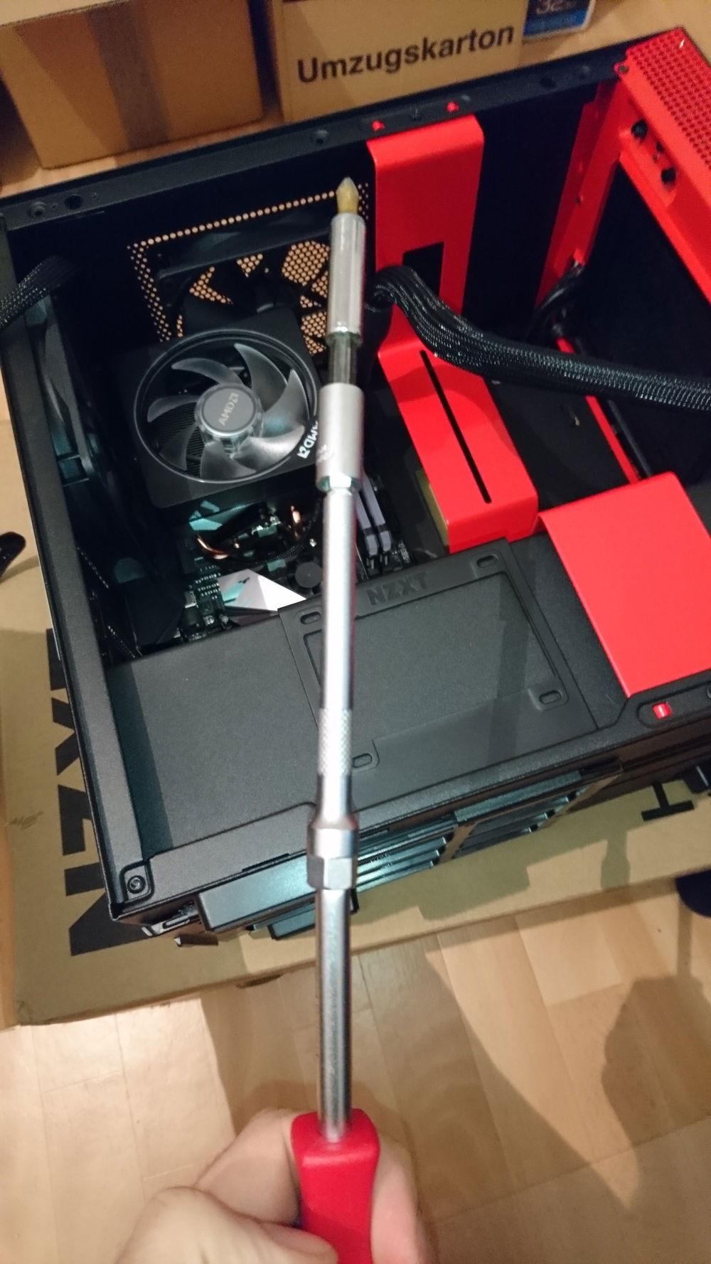 Had to put together this contraption to get the last motherboard screw in