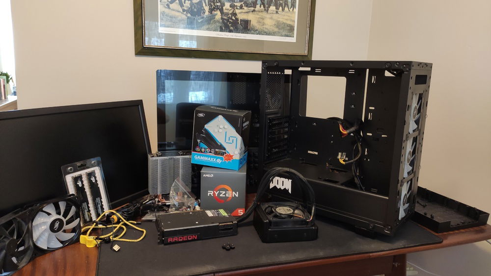 The build before the Mobo came in