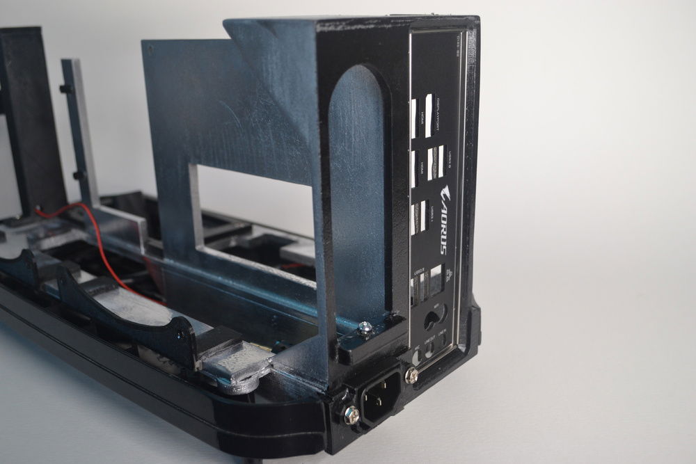 The I/O piece turned out pretty great, and the I/O shield snaps into place just like it should. The back is the only part of the frame that isn't silver, I painted it black to match the original base of the toaster.