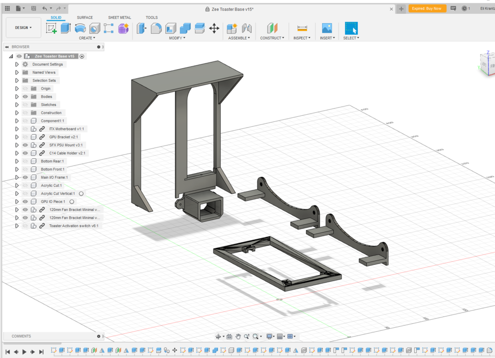 The fan mount and PSU mount are modified versions of files I found on thingiverse and I designed everything else for this build.