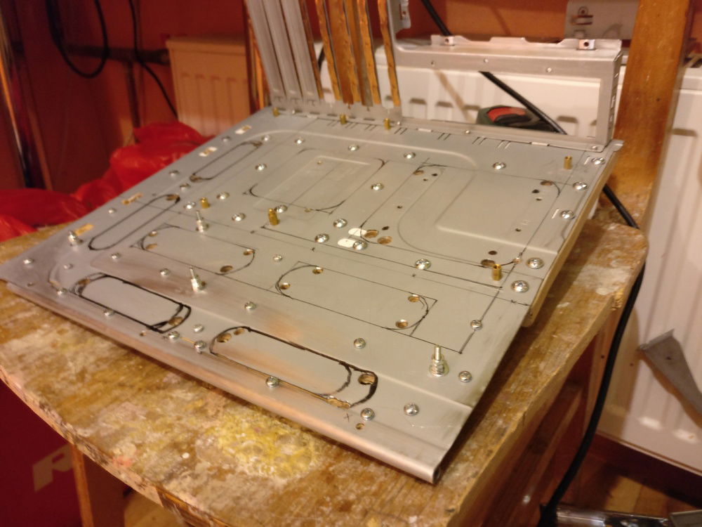 Need some holes, and added plywood under tray for sturdiness