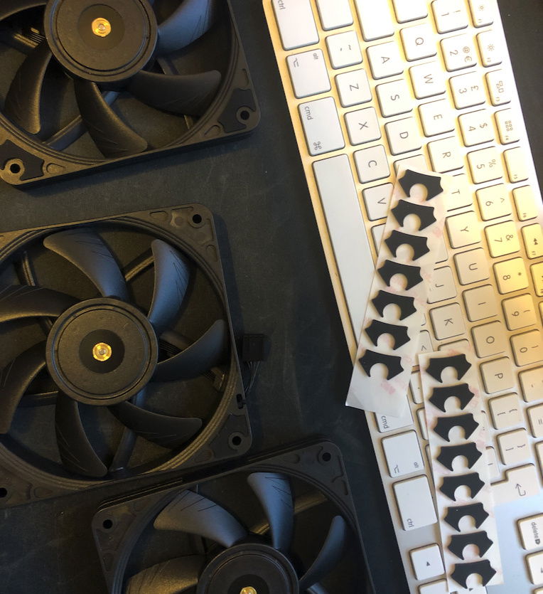 Each fan had 8 stickers you have to attached to either side of the fans. Took a while to do all 10!