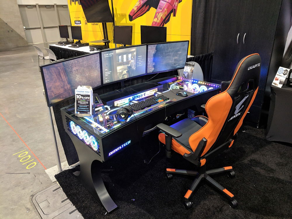 Finished setting up the desk for its grand reveal at PAX 2019