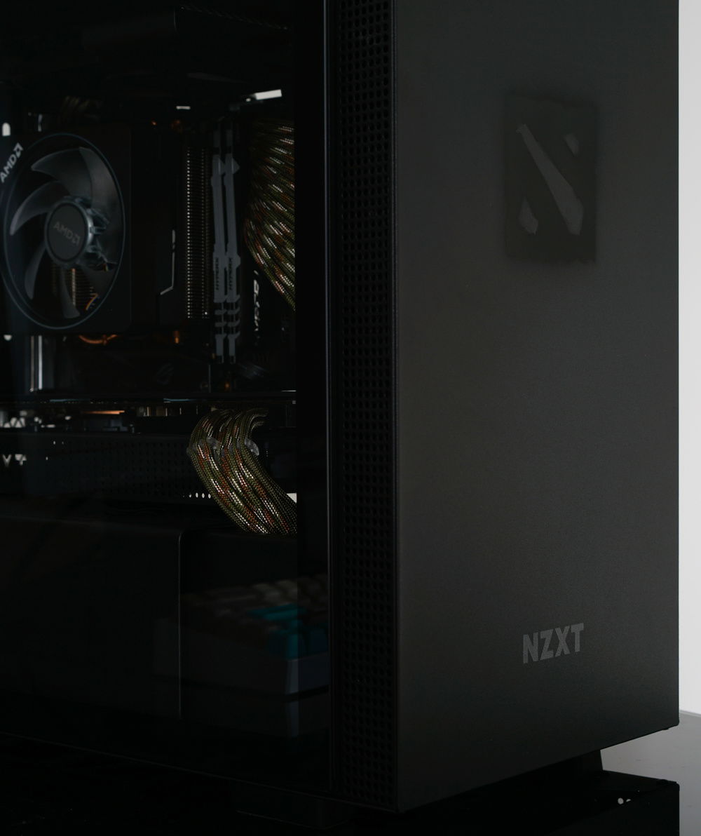 The design brief was for something subtle. So I minimised RGB with the Noctua exhaust fan in the top and kept my spray painting to black on black. You can only really see it at certain angles.