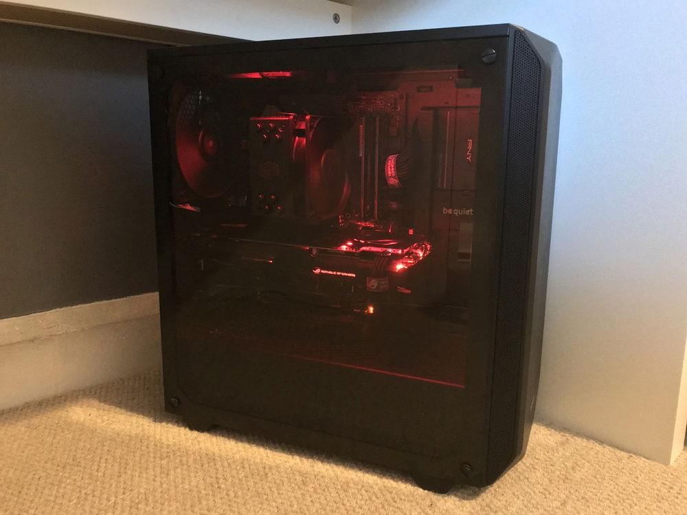 this is the current build, unfortunately i have to put it on carpet, as i dont have the space to sit it on my desk with my large monitors, i vacuum the floors 3-4 times a week and have installed high quality dust filters in the front and the pure base 500 comes with a decent bottom filter for that PSU!