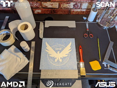 Prepping for glass etching.