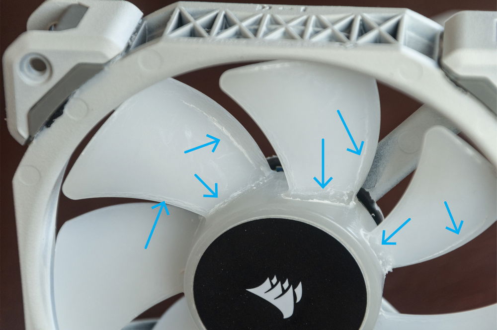 The damage is not bad enough to trash the fan, but had I sprayed any more, it could have been worse. The rotor has a very matte finish now (it started off VERY glossy) and the edges have stress marks. I'm not sure how much this is going to reduce the life of the fan by.