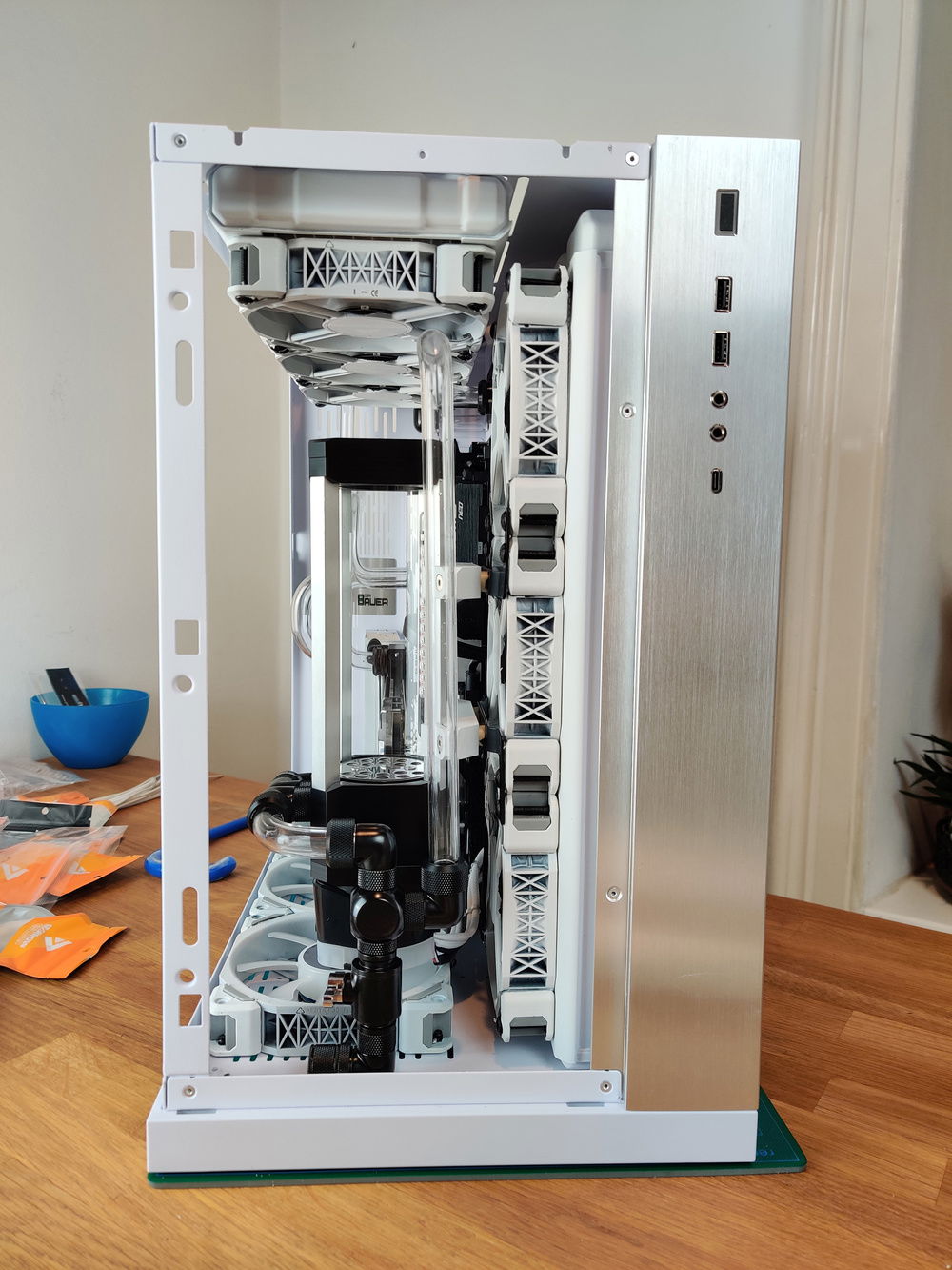 I installed the splitter and the drain port on the front.