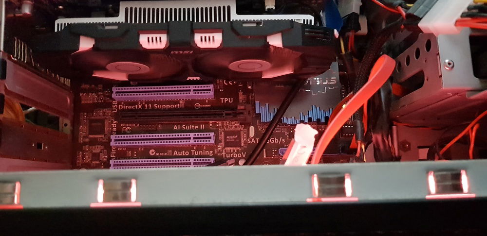 The bottom of my motherboard with a gtx1050ti