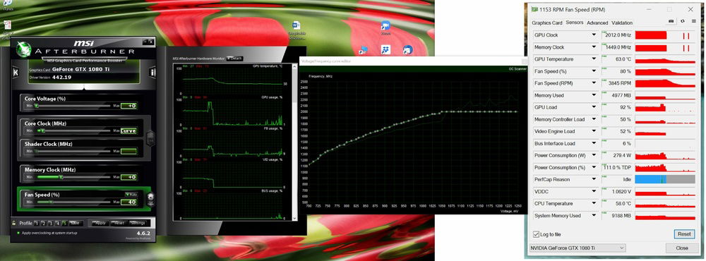 GPU overclock data following Unigine Superposition Benchmark