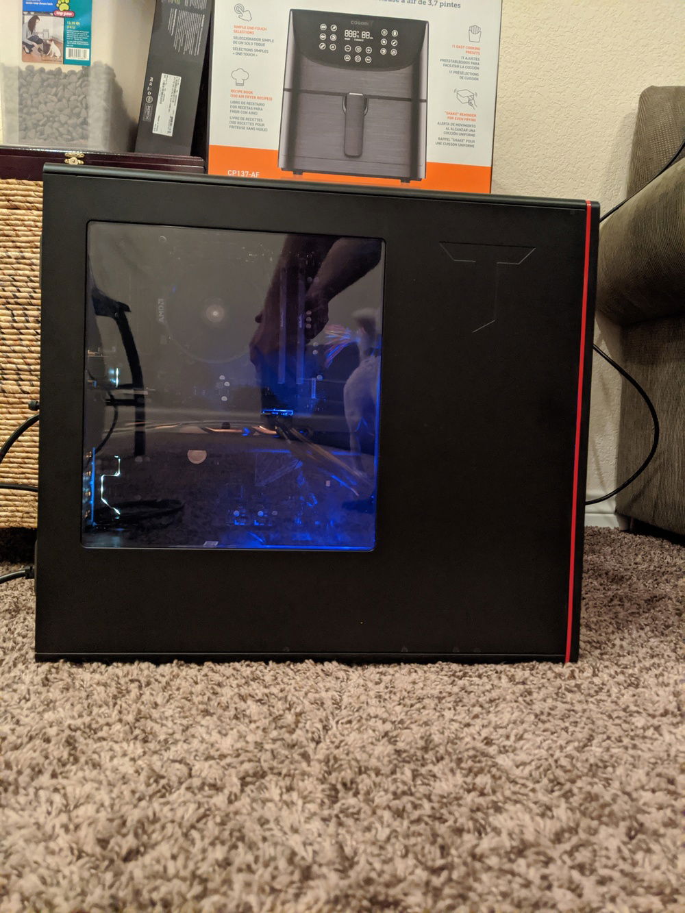 windowed view, lights on