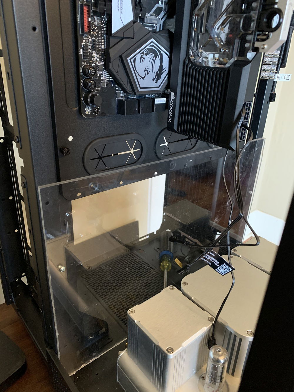 April 22 - Internal acrylic back wall attached. Will eventually cut in necessary holes and openings.