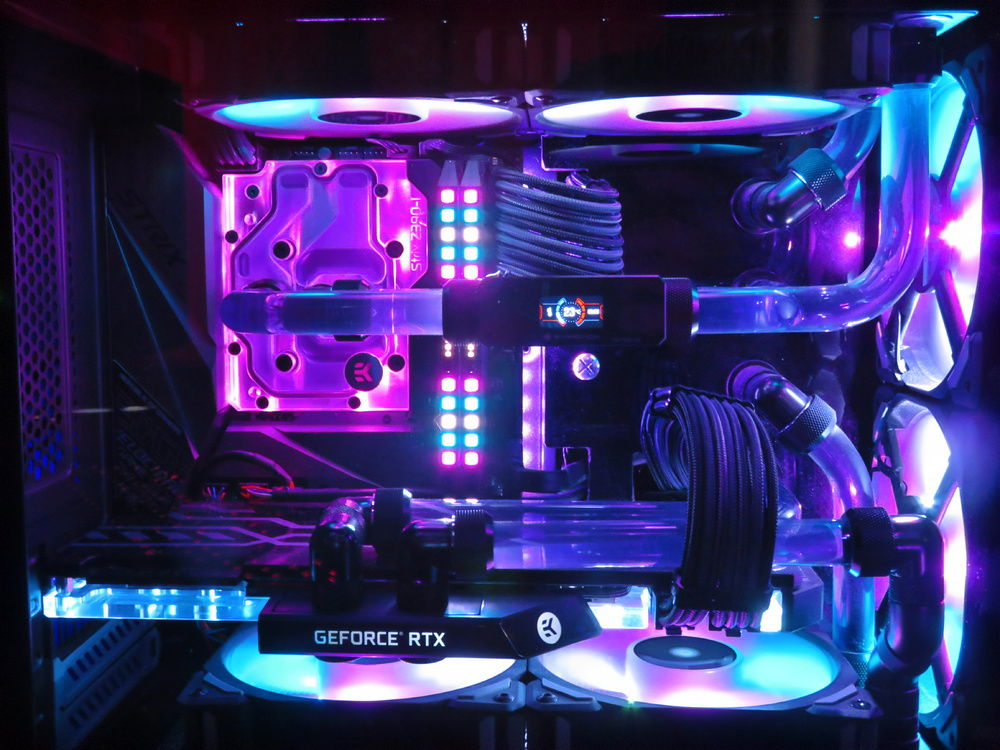 Acrylic cutout made for the back of the case to house fill ports for a cleaner look.