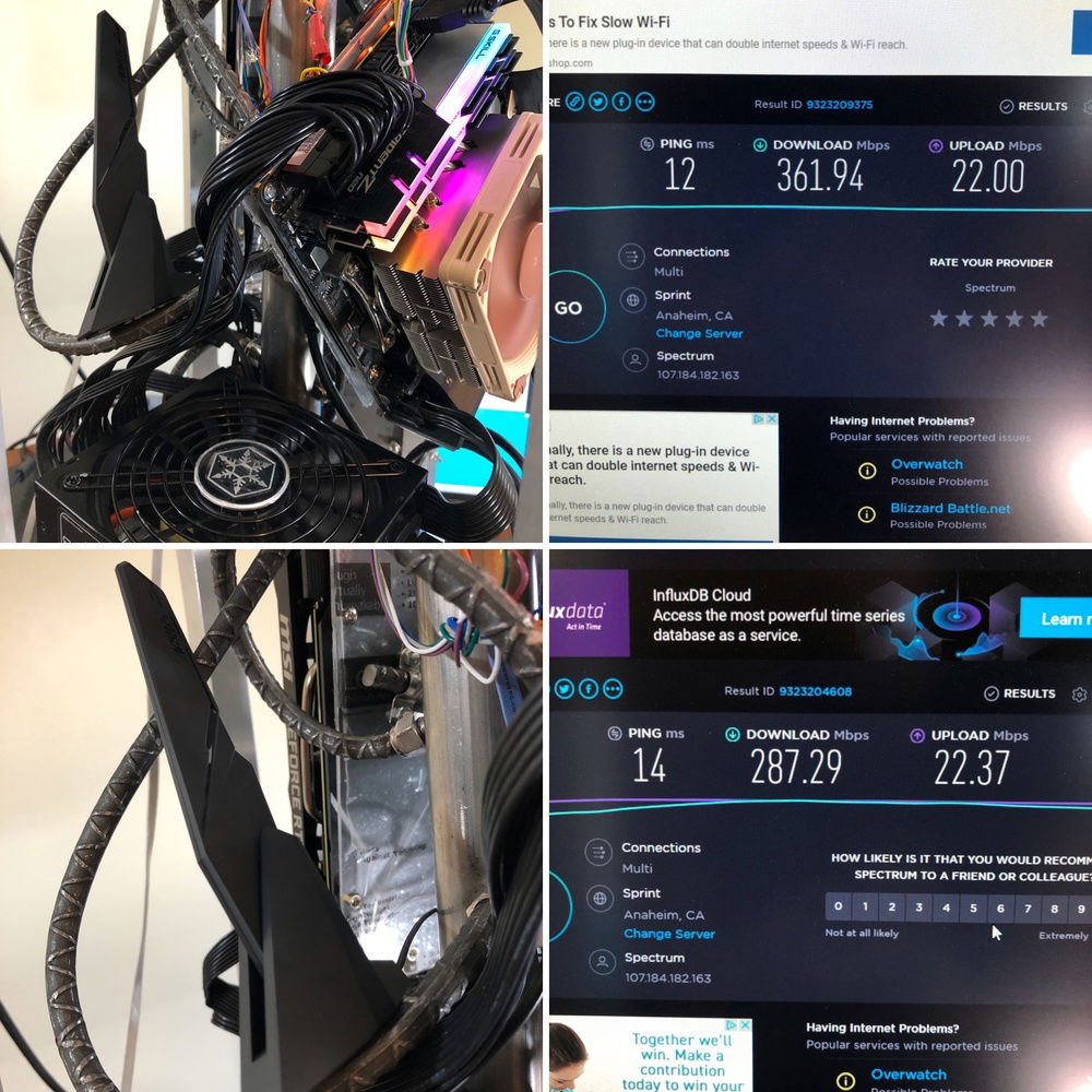 Testing rotating wi-fi antenna. It works better than when it’s stationary