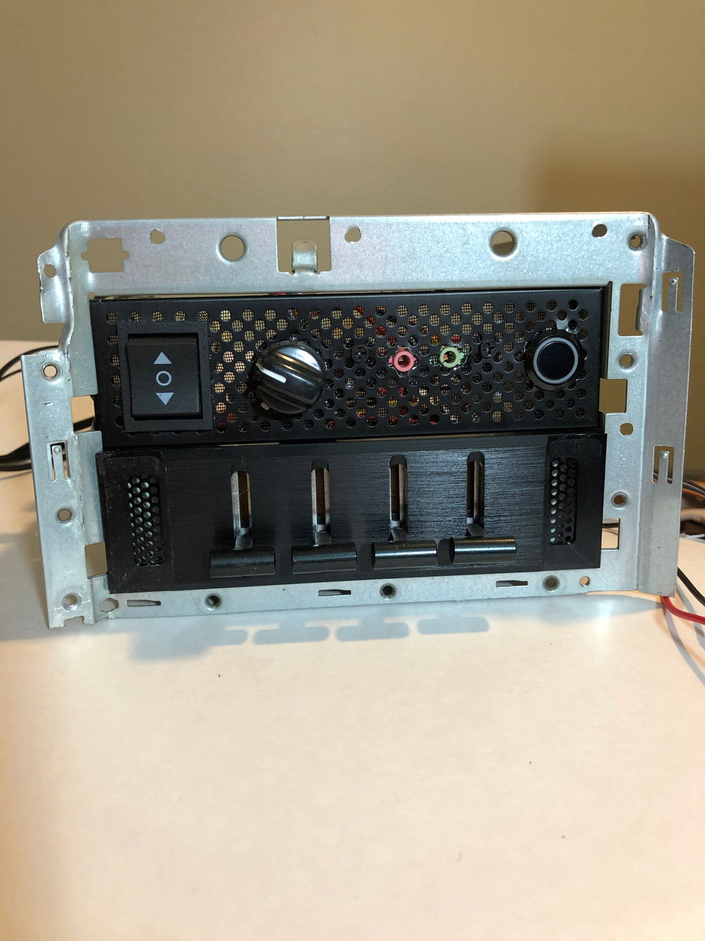 The I/O with the Lamptron controller in the old drive cage. Now just to mount it to the PC frame.