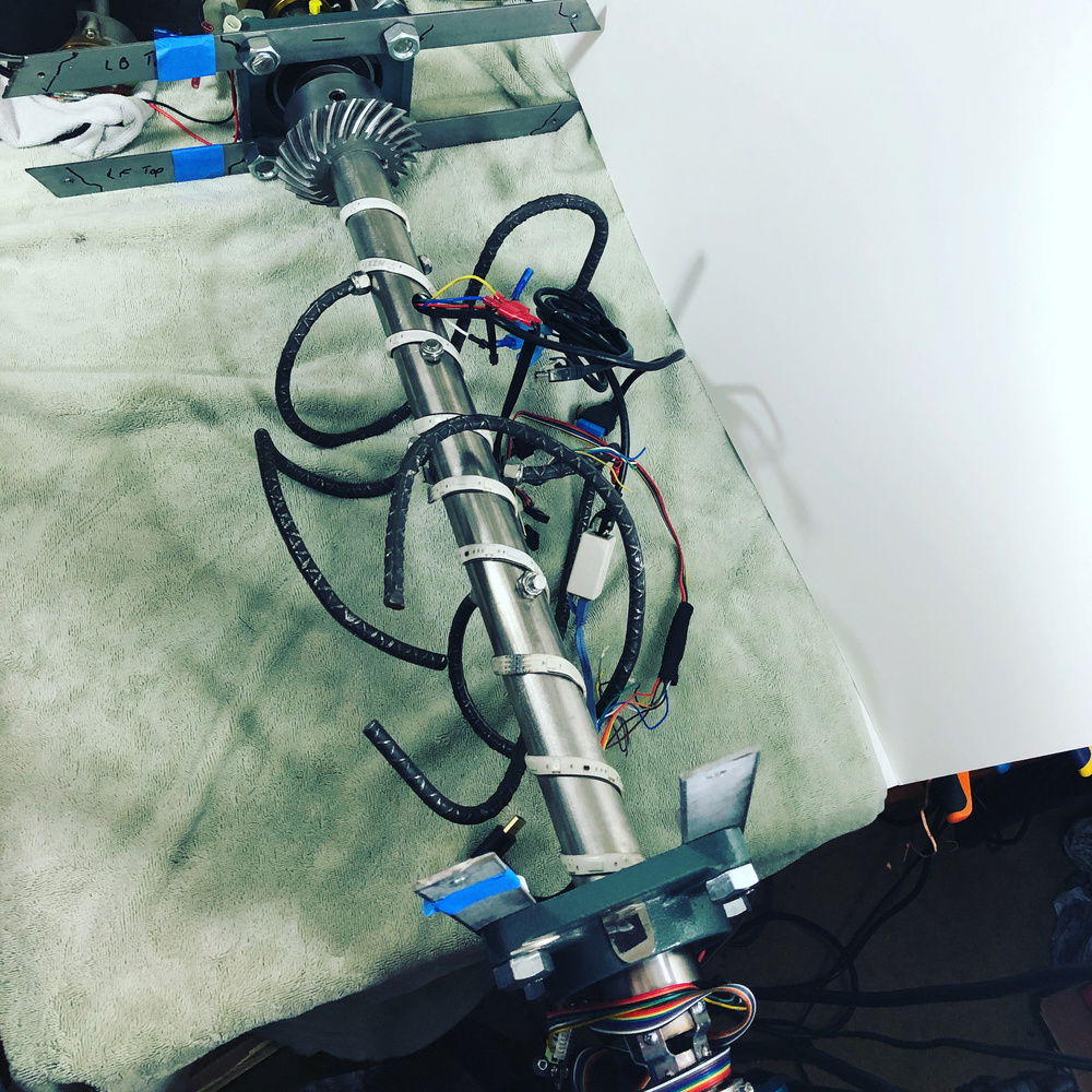 The white stripe around the center pole is 4 RGB strips