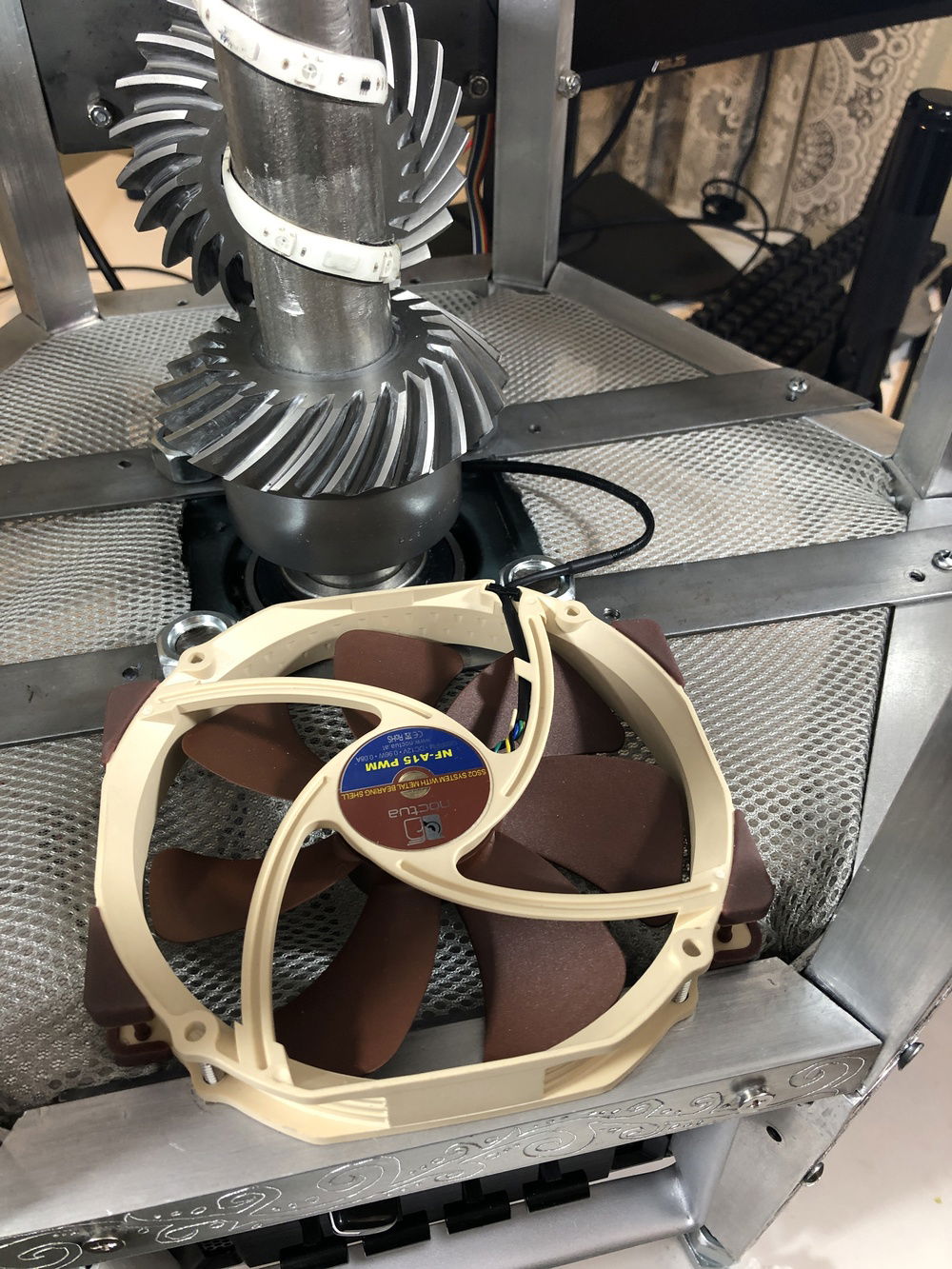 Mesh dust filter bottom. First time doin upholstery work!