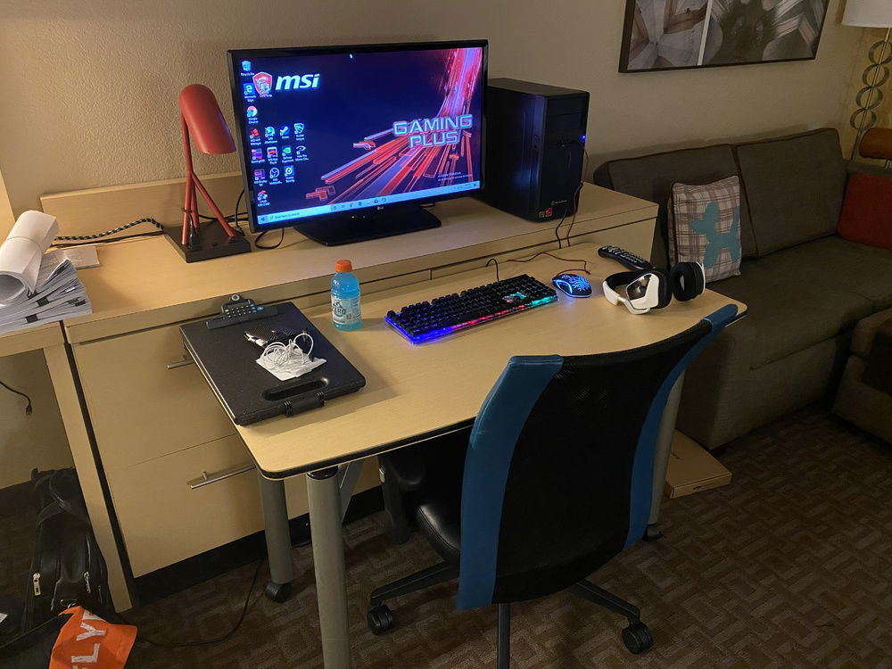 Using the hotel room TV as my monitor currently. Works great!