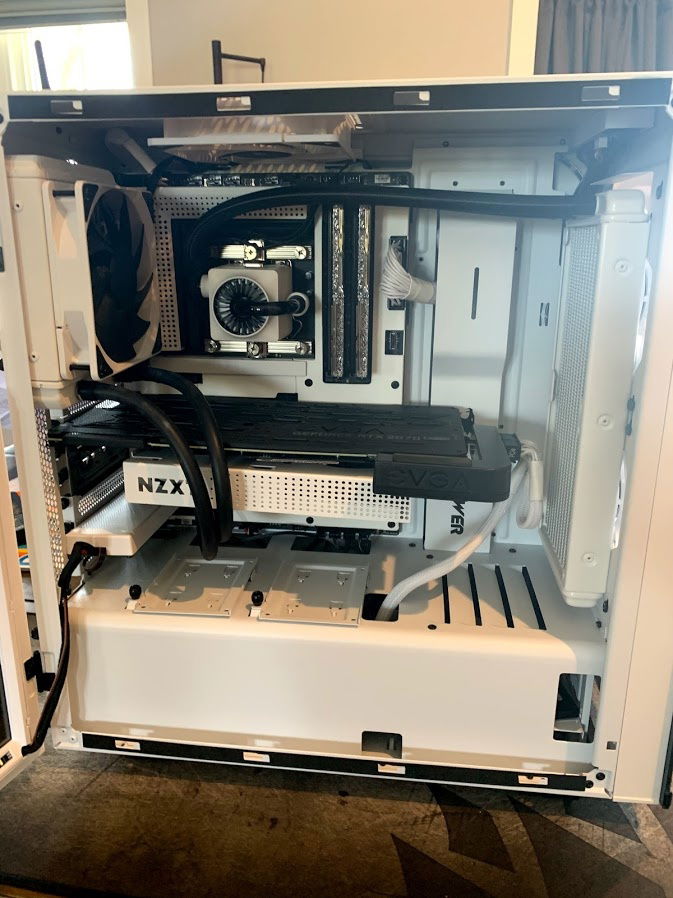 removed GPU stock cooler and went with an evga AIO and g12 adapter kit, had to paint the radiator with car engine paint to take the heat