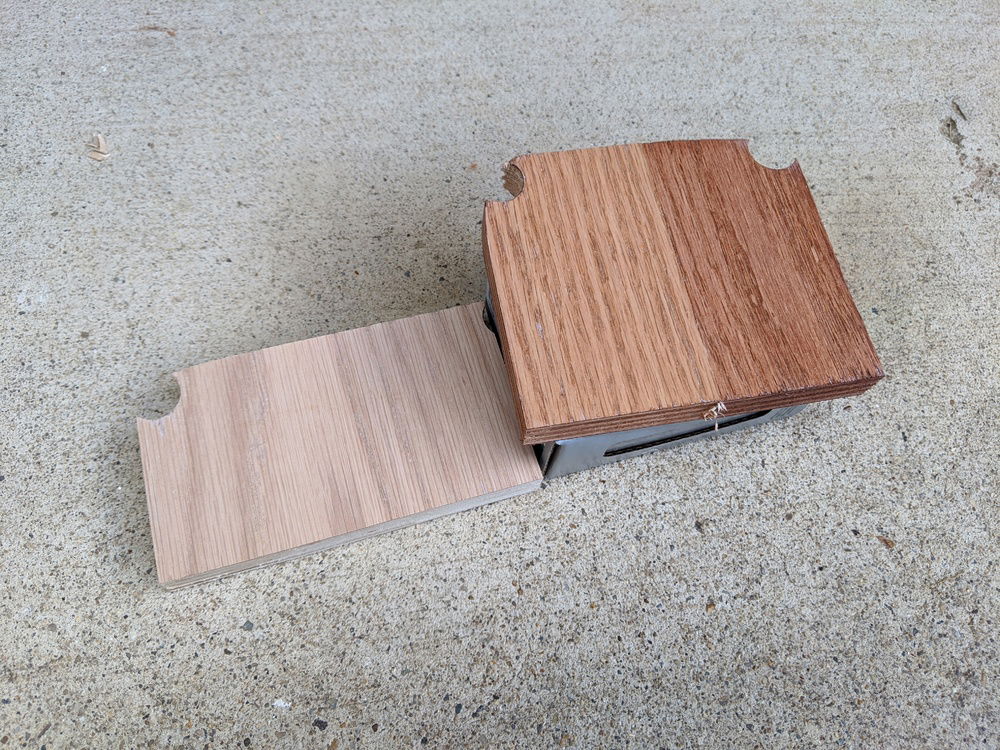 I'm leaning towards the lighter stain, it's "cherry".