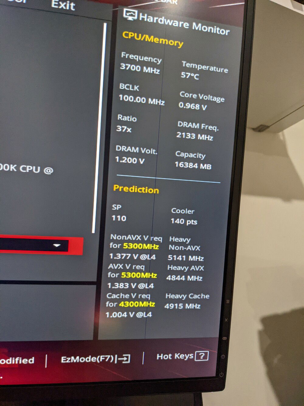 Woohoo! I didn't brick my CPU! And got a pretty high prediction score of 110. Should be a nice overclocker!