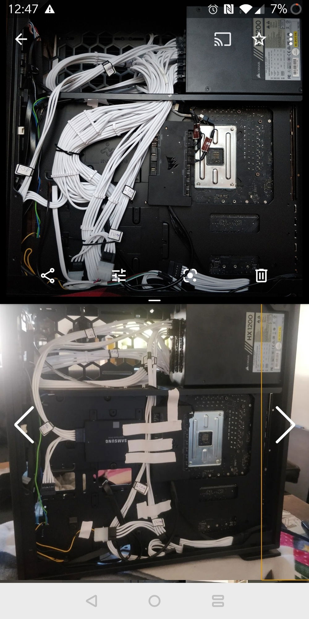 Little comparison between early cable management and final cable management.