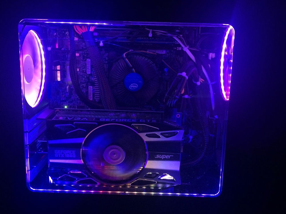 Since the GPU is only used for (en|de|trans)coding video, a vertical mount is easy! No video output plugged into the card, so unconventional mounting positions are fine