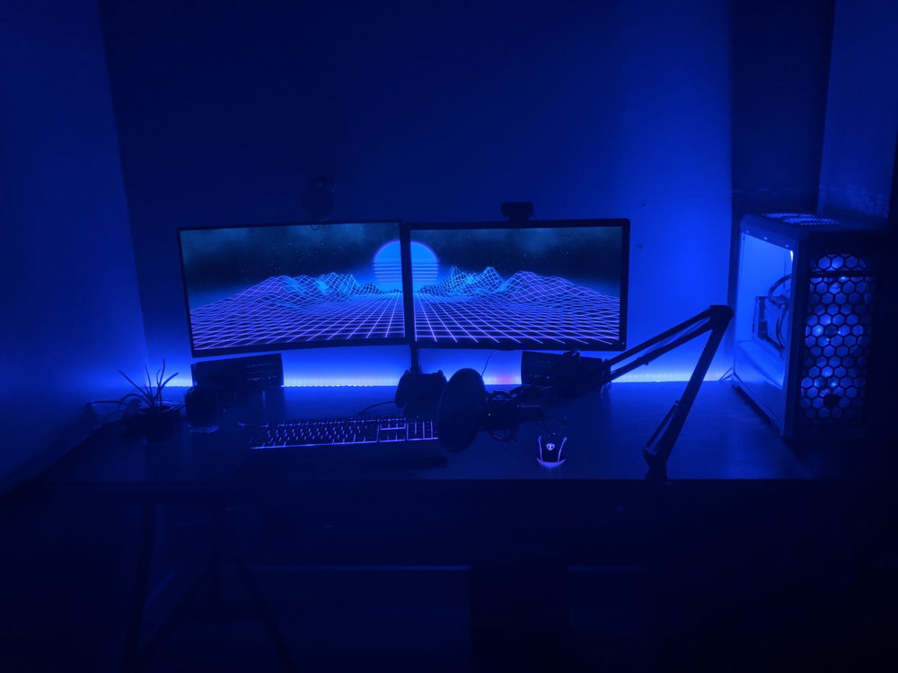 Oak desk during the night june 7, 2020