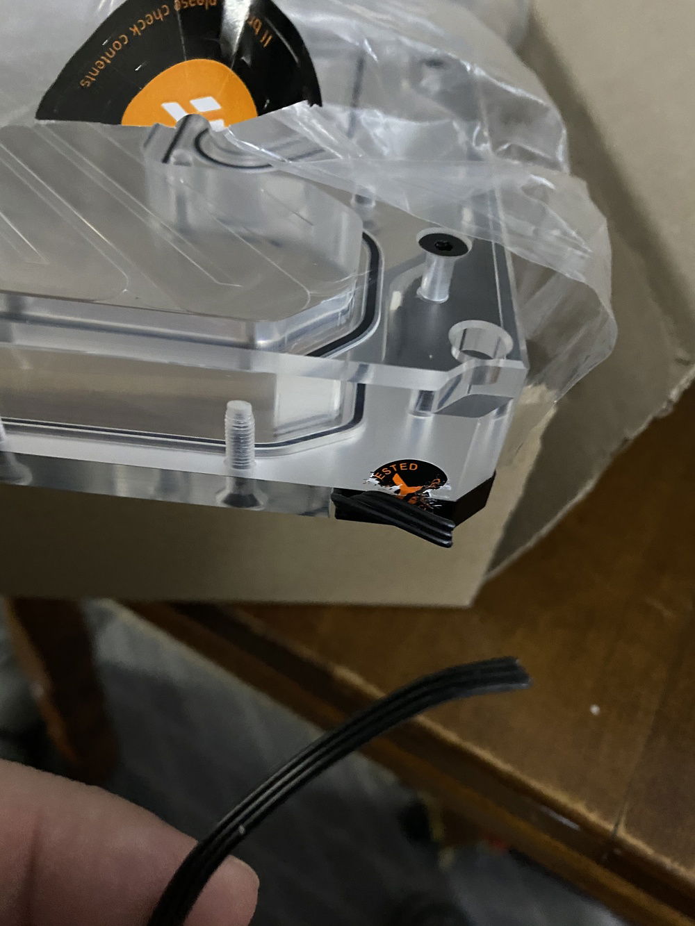 Oh no!  The dRGB cable was severed during shipping.  Fear not!  PPCs helped get EK to ship a replacement RGB strip.