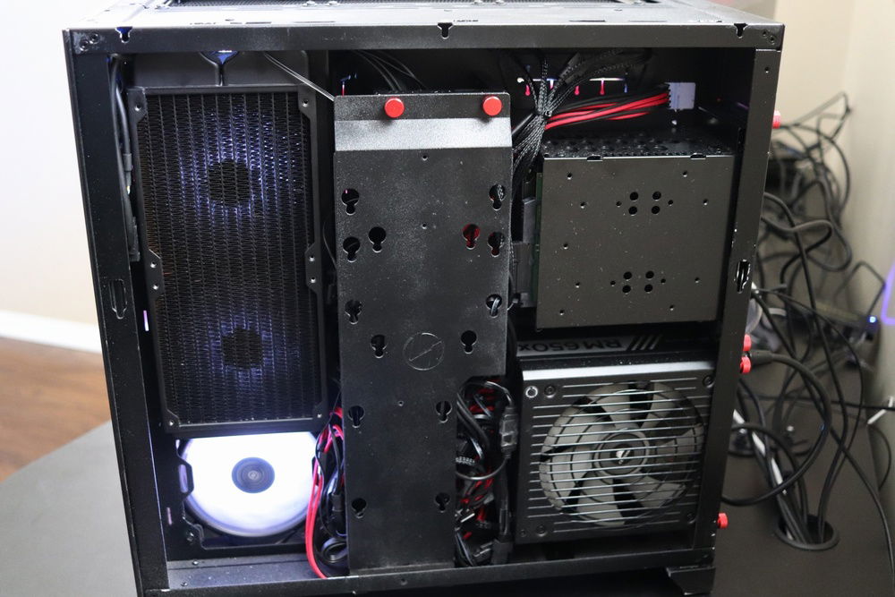 I spray painted this case black because it was white and this matched the colors better. That's why it's a bit faded back here. This is the only bad spot from the paint job.