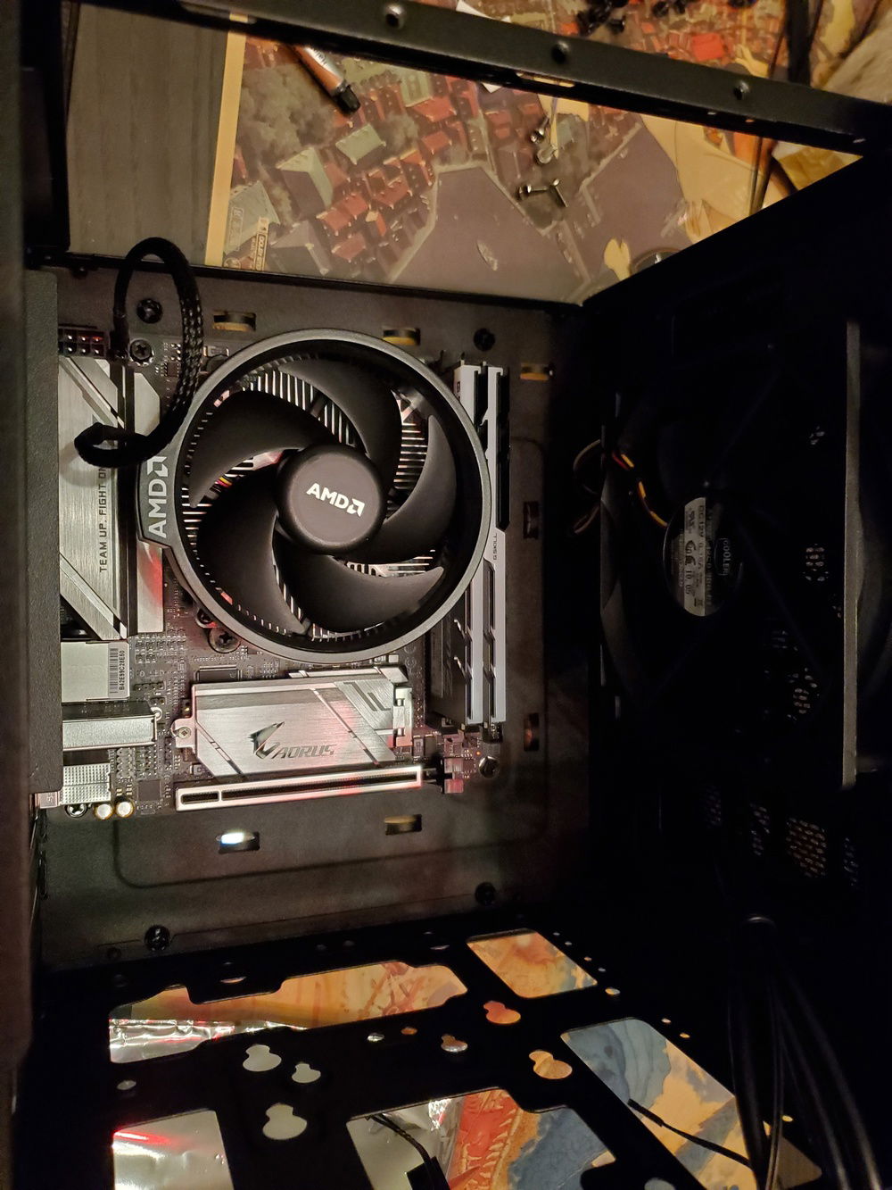 Motherboard mounted in case. Plenty of space.