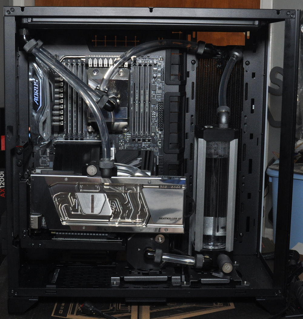 Back to vertically mounting the GPU. Leak testing time.