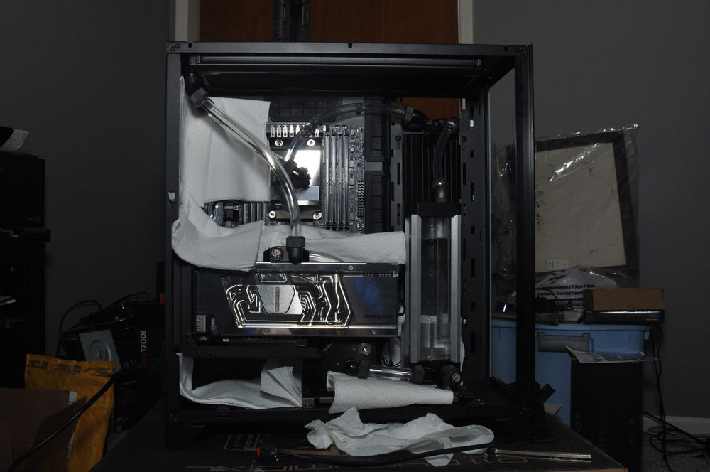 Can't have too many paper towels for the first leak test.