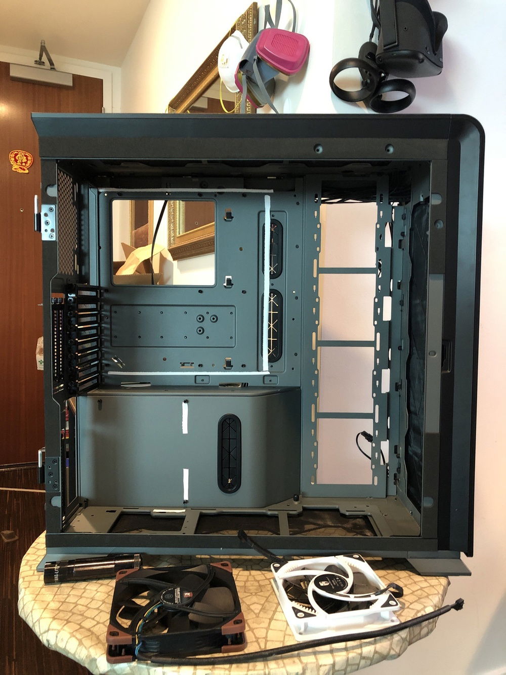 marking off some measurements for radiator planning