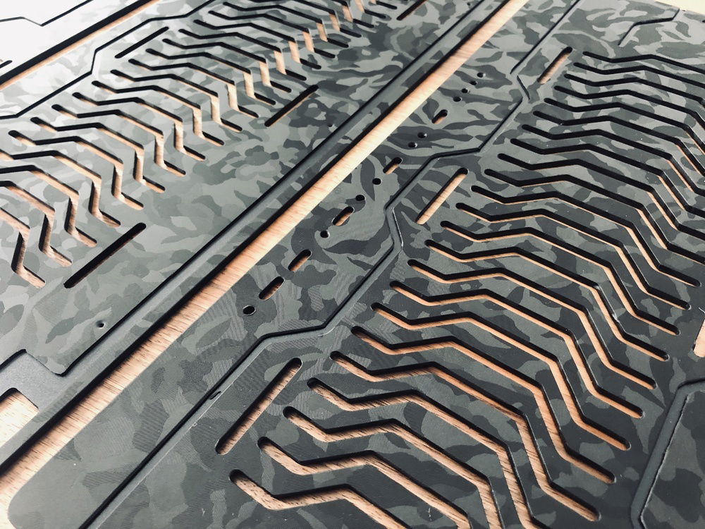 Detail shot of the camo pattern and vents