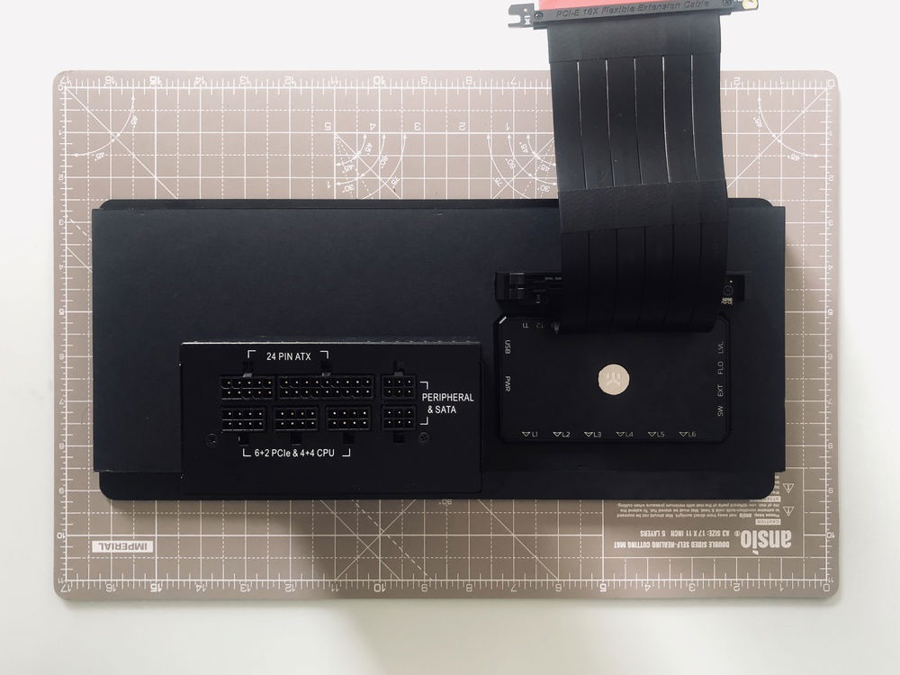 Dry fit of PSU, EK Loop Connect and GPU Riser