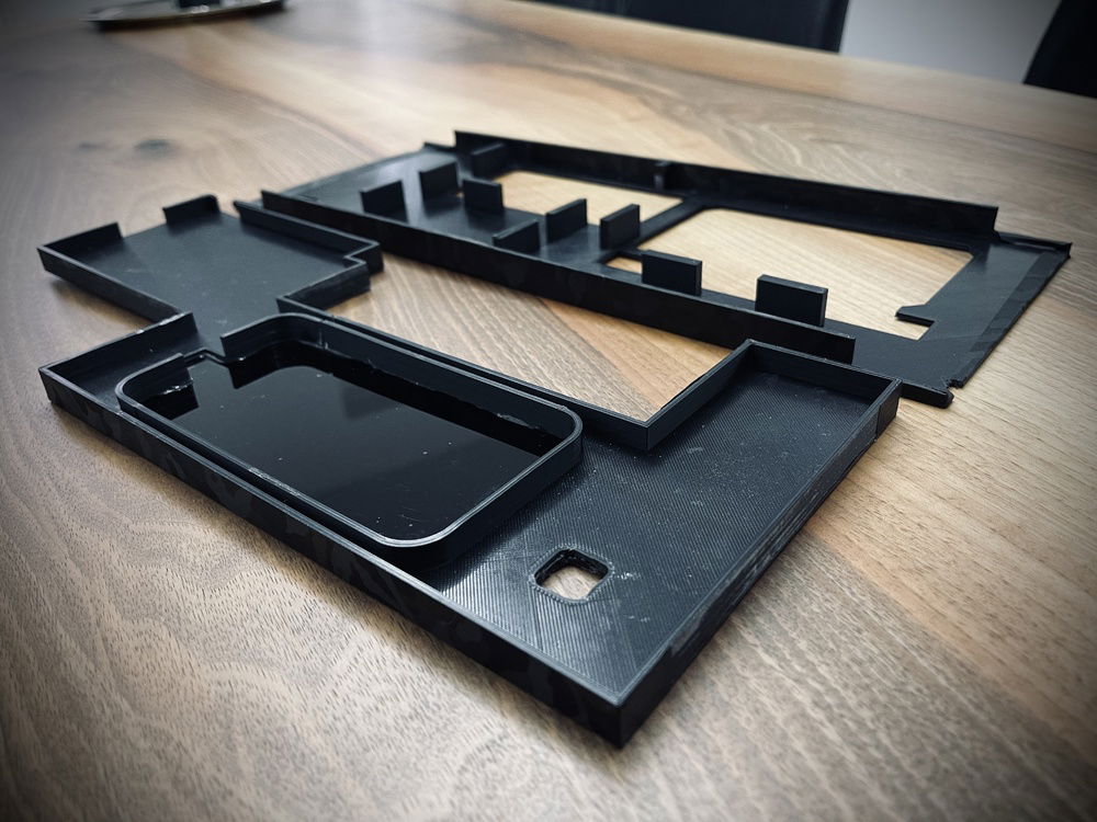 Custom 3D printed floor and back panels.