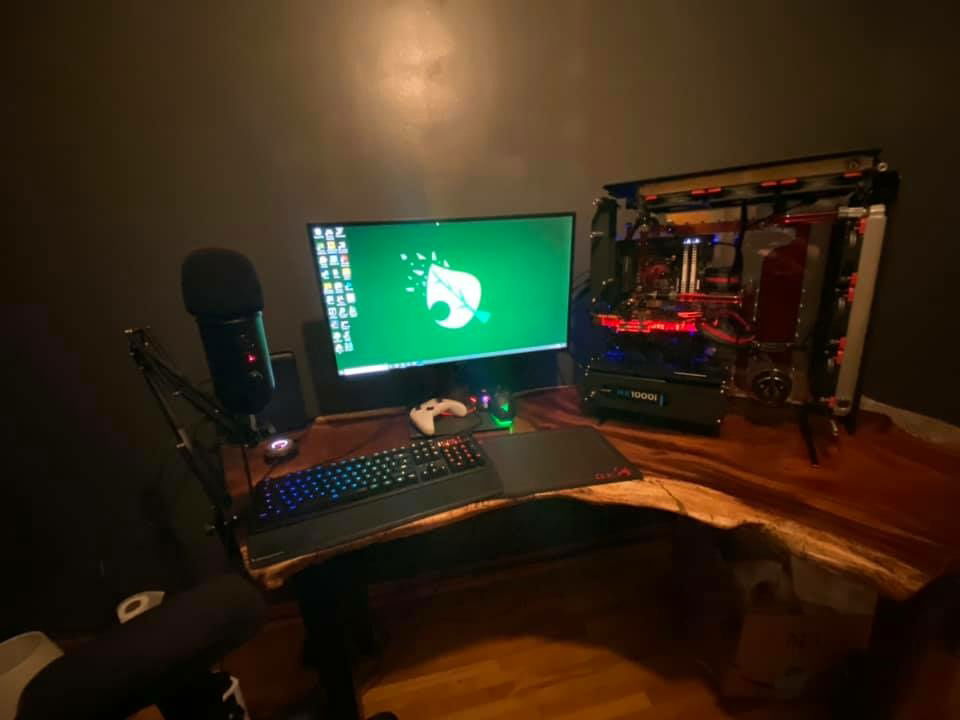 Custom monkey wood desk built by Amish people.