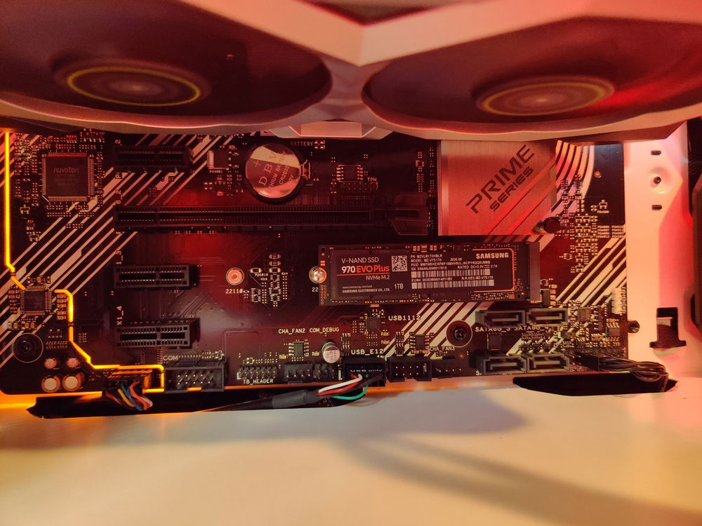 Lower half of Asus Prime Z470 board