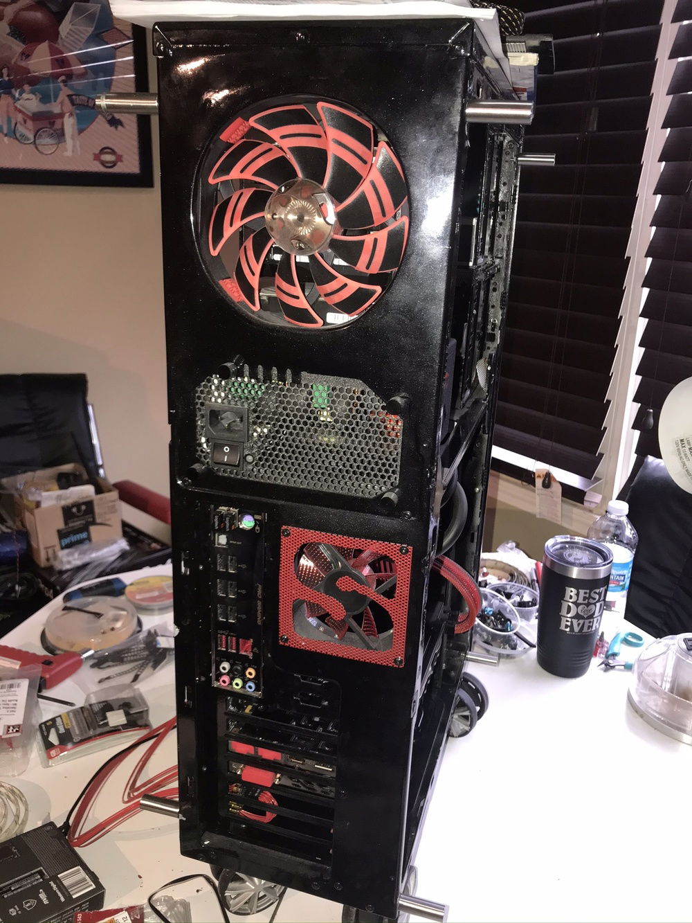 rear top intake fan & bottom hand made fan grill