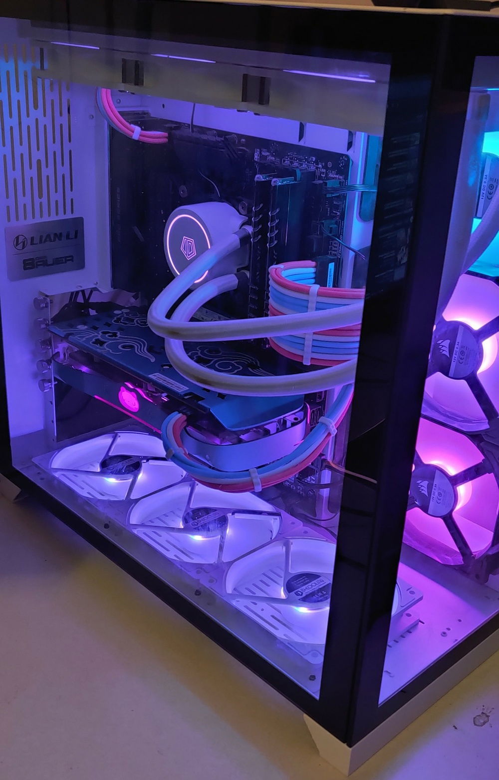 1/10/21. Finished product includes the addition of 3x more ID Cooling Snow RGB fans on the bottom to match the top/radiator fans.